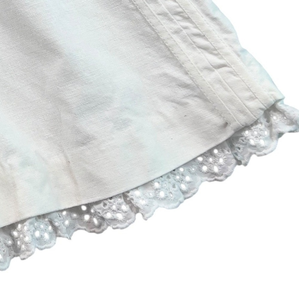 Intuitions Womens 12 White Linen Blend Maxi Skirt Eyelet Lace Trim Boho Fairy - Picture 13 of 13